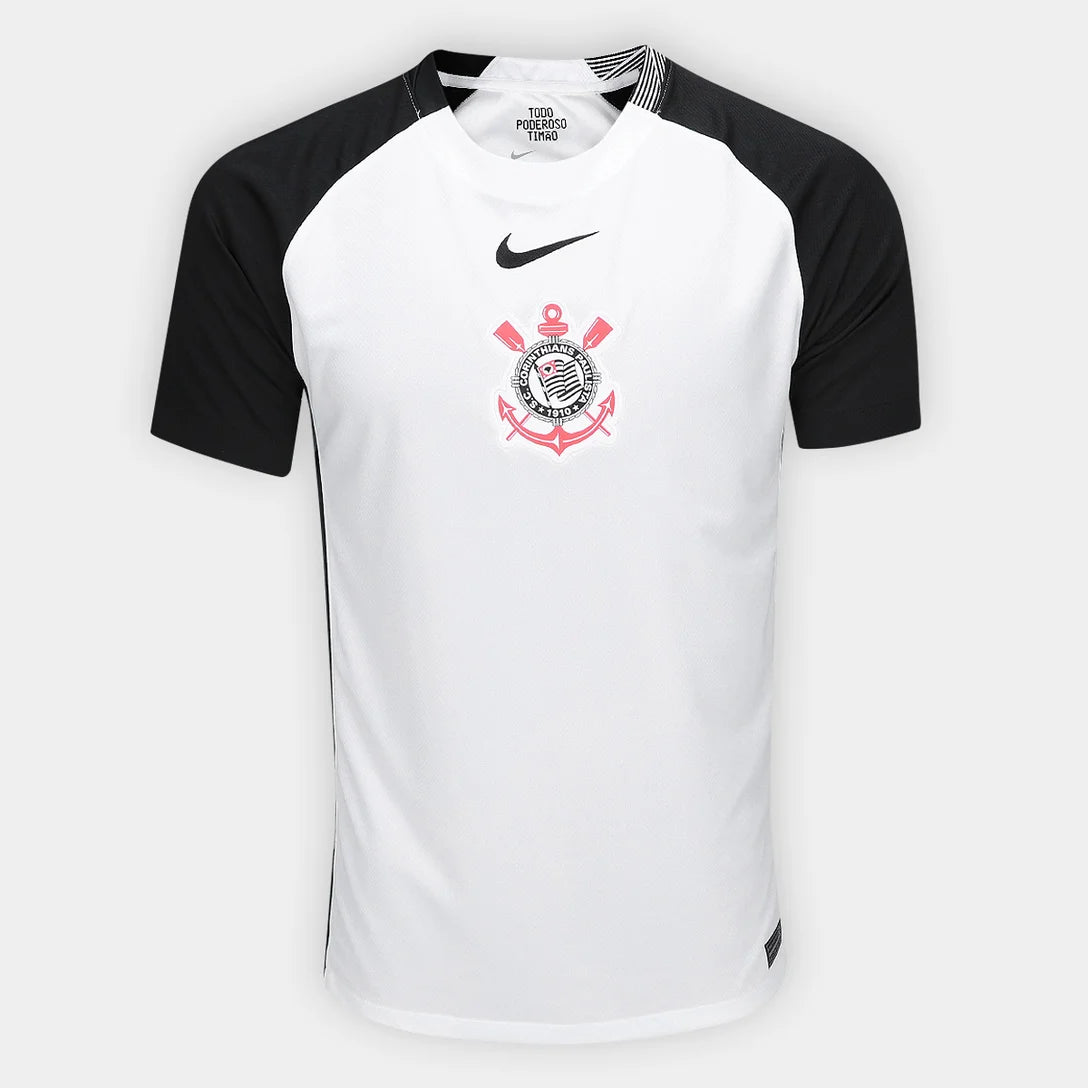 Camisa Corinthians I 25/26 Hugo N° 46 Torcedor NK Masculina - Branco+Preto