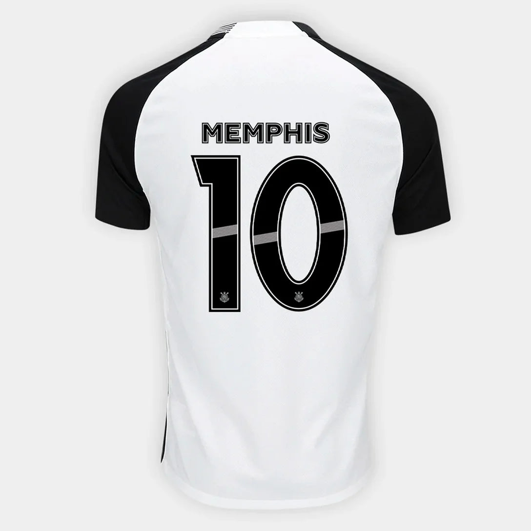 Camisa Corinthians I 25/26 Memphis N° 10 Torcedor Nike Masculina - Branco+Preto